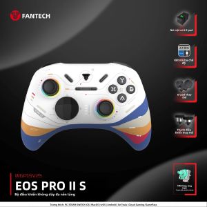 Tay Cầm Chơi Game Không Dây FANTECH WGP15V2 EOS PRO II Tốc Độ Lấy Mẫu 1000Hz Cần Gạt Hall-Effect Màu Bạc K Dành Cho PC Và Nintendo Switch