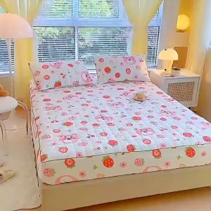 Ga gối cotton đũi bọc đệm phong cách hàn quốc siêu mềm mại bộ 3 món ga gối cotton xinh xắn trẻ trung ga gối cotton đũi ấm áp thoải mái họa tiết gấu dâu gấu con thỏ con xinh xắn hoa lá tươi mát trẻ trung