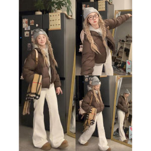 ZUKUN | Short Down Jacket Womens Winter Warm Brown Lightweight Coat