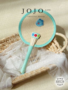 Handwoven Animal Fan JOJOS L PD.Video Cartoon Photo Recording Fan round Shape Bamboo Material Traditional Handcraft Home Use