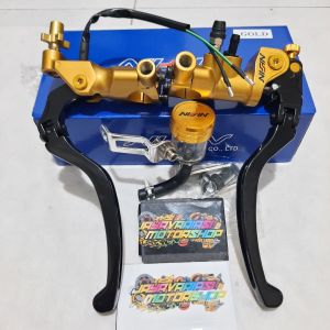 HANDLE MASTER REM NSSN GOLD -BLACK NEW 1SET KIRI KANAN + 1TABUNG & KABEL KOPLING UNIVERSAL PNP VIXION/ RX KING/ VARIO/ BEAT/ MIO/ XEON/ GENIO/ X-RIDE/ AEROX/ MX KING/ NINJA R RR 150/ SATRIA FU/ SONIC/ TIGER/ F1ZR/ KLX/ GSX/ CRF DLL