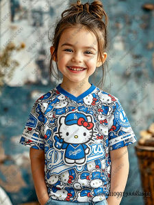52TOYS | Summer Cartoon Hello Kitty Pattern Football Jerseys For Adult/Kids Casual Breathable Sports Short Sleeve Boys Girls Jerseys
