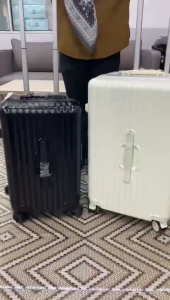 Luggage Aluminum Frame Thickened Travel Luggage with Usb Port and Cup Holder Unbreakable Suitcase