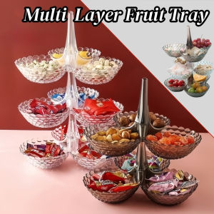 Multi-Layered Fruit Tray Dried Fruit Snack Candy Tray Crystal Bowl Living Room Table Dessert Plate for Home Party