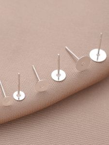 Hoa Tai Bằng Đồng Mạ Bạc DIY Thủ Công Có Thể Dán Ngọc Trai Vật Liệu Làm Đồ Trang Sức Tai Bằng Bạc Nguyên Chất