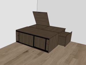 Window bay storage queen size bed customize singapore for condo