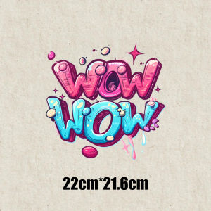 2PCS 22cm Cartoon Fun Letter Stickers Hello Wow Ok Heat Transfer Printing Ironing Patch Stickers Cute Vinyl Stickers Clothes