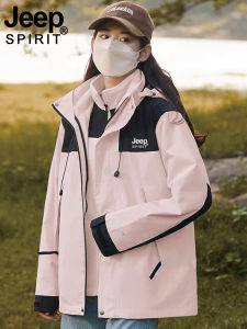 Jeep Spirit Womens Three-in-One Detachable Winter Coat Outdoor Windproof Waterproof Polyester Fiber Long Sleeve Zipper Jacket