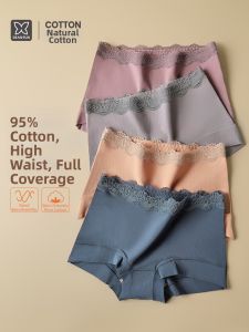 DIEANFEN | High Waisted Full Cotton Briefs Lace Trim Underwear