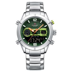 NAVIFORCE 9232 Double Display Cool Fashion Quartz Wristwatch Waterproof Date Stopwatch Round Dial Design Men Watch