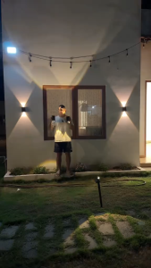 Đèn Hắt Tường Đèn Ốp Tường Năng Lượng Mặt Trời 2 Đầu Đèn Ngoài Trời Chống Thấm Nước