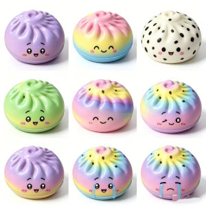 Sanrio | New Dumpling Pressure Dumpling Squishies Cute Colorful Bun Toy Slow Rising Stress Relief Fidget Toy for Adults Anti-Anxiety Gif