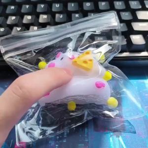 Meade | Squishy Hamster Toy with Cheese Cute Desktop Decor Funny Stress Relief Decompression Fidget Toys for Teens Kids Adults Gift