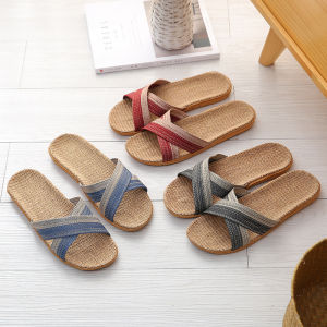 Flax All Season Couple Indoor Moisture Absorbent Quiet Lightweight Slippers