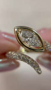 TDG 10K Yellow Gold Marquise Diamond Open Wrap Ring