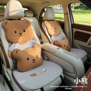 ZHUIBENSUYUAN | Cartoon Cute Breathable Linen Universal Car Seat Cover for Women