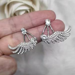 ต่างหูใส่หน้าหลัง ประดับคริสตัล ลายปีกนางฟ้า โค้งรับติ่งหู แยกใส่ได้2สไตล์ ต่างหู เครื่องประดับ ER1704 ValueJewelry