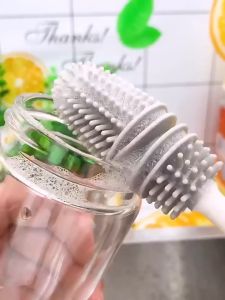 Berus Botol Susu dengan Tangkai Panjang dan Rambut Silikon 𝟯𝟲𝟬° Cleansing Pacifier Bottle Brush Long Handle Silicone Bristle Cleaning Brush Baby Milk Bottle Silicone Cup Brush Berus botol susu 奶瓶刷子