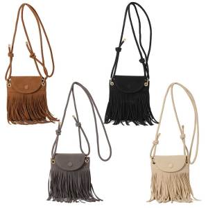Crossbody Shoulder Bag for Women with Fringe Design Adjustable Strap Solid Color Versatile Daily Use