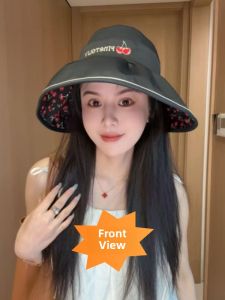 Double-Sided Wearable Spring Summer Fisherman Hat Womens Large Brim UV Protection Sunshade Cycling Anti-Uv Hat Empty Top