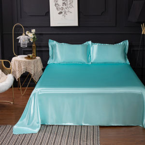 Summer Ice Silk Bed Sheet Single 1.5m Student Pure Color Single Piece Cool Smooth Dormitory Bedding 1.8m Double Bed