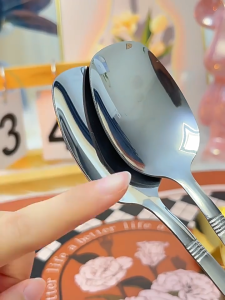 ช้อนยาว สแตนเลส แข็งแรง ไม่ขึ้นสนิม {5ชิ้น} ช้อนสแตนเลส ช้อนซุปคุณภาพสูงสำหรับมื้อเย็น ช้อนชาสีเงิน ช้อนแตงโม ช้อนอเนกประสงค์ด้ามยาว