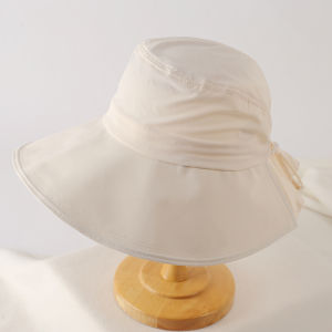 Summer Womens Sun Protection Fishing Cap Outdoors Wide Brim Bucket Hat Korean Style Butterfly Knot UV Protection Hat
