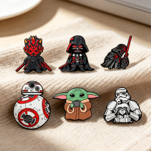 Bandai | 6pc Star War Stormtrooper BB8 R2-D2 Robot Enamel Pins - Movie Collectible Yoda Brooch Badge Accessories for Boy Men Funny Gifts