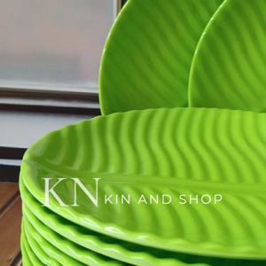 6 PCS PIRING SAJI BULAT DAUN BELAH TIMBUL MELAMIN ULIR ASLI TEBAL FULL MELAMIN