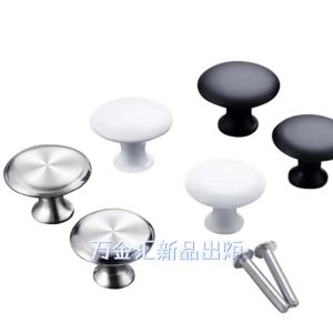 [SG Seller]Stainless Steel Drawer knob European Mushroom Porcelain White Black Single Hole Handle Stainless Steel Cabinet Handles