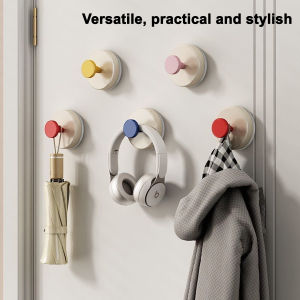 Suction Cup Dopamine Round Hook Removable Washable Household Wardrobe Storage Hook Cabinet Window Punch-Free Suction Door Handle