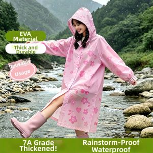 NAIFUNA | Cherry Print Durable EVA Raincoat For Outdoor Activities