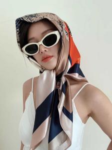 ผ้าพันคอไหมซิ่นซางสไตล์เกาหลี 90 ซม. สำหรับผู้หญิง ผ้าพันคอแบบอเนกประสงค์ที่หรูหราและมีสไตล์ ใช้ได้สองทาง ผ้าพันคอสำหรับใส่ไปทำงาน