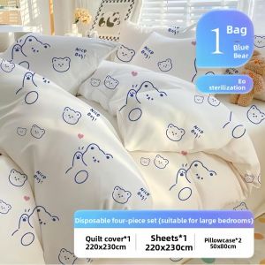 MONLEYTA | Travel Disposable Bed Sheet Cover Pillowcase Three-Piece Set Double Thick Hotel Sanitation Vacuum Packaged Single Use Linens