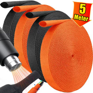 5M Insulated Braid Sleeve / Polyester Fiber Heat Shrink Tube Cable Cover / Expandable Cable Sleeve Wire Gland