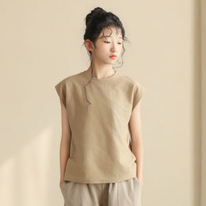 Junior High School Student Girls Cropped Pants Thin Pure Cotton Kids Straight-Leg Pants 12 to 15 Years Old Young and Teen Girls Clothing Summer Pants