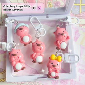 🔥🔥Roman Holiday Lovely Loopy Key Chain Schoolbag Pendant Cartoon Little Beaver Girl Heart Pendant Best Friend Gift School Bag Key Pendant Sanrio Kuromi Cartoon Bread Roll Keychain
