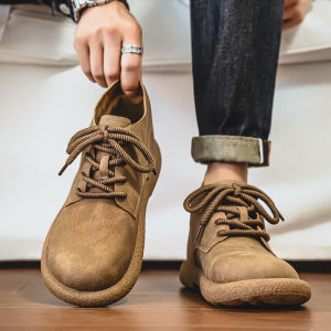 Retro Martin Boots Mens Casual Thick Bottom Large Head Leisure Workwear Leather Shoes Autumn 2025 New Style Youth Trend