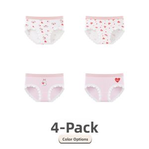 Miiow | Cat Girl Childrens Underwear Modal Triangle Shorts Thin Summer Style Girls Mid Waist Cotton Lined Ultra Soft Innerwear