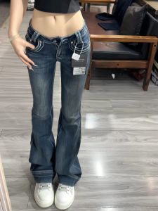 Extended Vintage Flared Denim Jeans Womens Low Waist Slim Fit Slimming Bell Bottoms High Rise Spring Autumn Trendy Girls