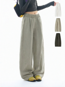 Khaki Pure Cotton Loose Utility Pants