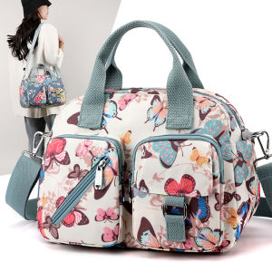 Fashionable Printed Lightweight Outdoor Travel Shoulder Bag for Middle-Aged Women Waterproof Crossbody Handbag