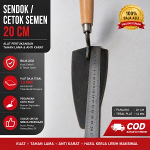 Sendok Cetok Semen Baja Asli 20 cm | Tebal Kuat Anti Bengkok | Alat Tukang + Paku 4