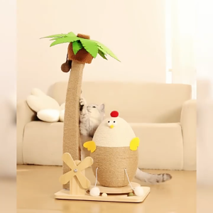 Coconut Tree Rotating Chicken Cat Toy Cat Scratching Board - Island Tiki Tales
