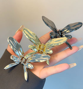 กิ๊บติดผมรูปผีเสื้อสีเงินขนาดเล็กสำหรับผู้หญิง 2023 กิ๊บติดผมรูปฉลามสไตล์เกาหลี ทรงครึ่งหัว เครื่องประดับผม เครื่องประดับผม