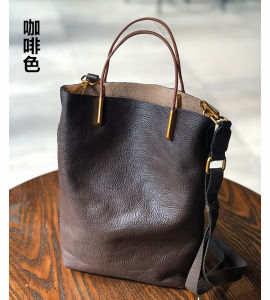 2023 New Imported First Layer Cowhide Women Bag Original Genuine Leather Bag Minimalist Skeleton-Skin Portable Messenger Bag Bucket Bag