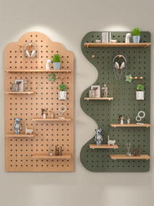 Wall-mounted Hole Board Shelving No Drilling Wooden Storage