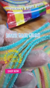 130g to 160g  Sunrise  Yummy Gummy Candy Karate Belts Tutti Fruity Taste in Cola Strawberry Sour Straw Rainbow Jungle Ropes Pasalubong Kutkutin Snacks for Kids Adults Party Favors Giveaways Grazing Treats Birthday and Other Occasions