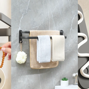 ECOCO Alumunium Towel Hanger - Gantungan Handuk Aluminium Rak Gantung Handuk Dinding Gantungan Handuk Tempel Dinding Towel Bar Aluminium Rak Jemuran Handuk Minimalis Gantungan Handuk Serbaguna Rak Handuk Tempel Tanpa Paku