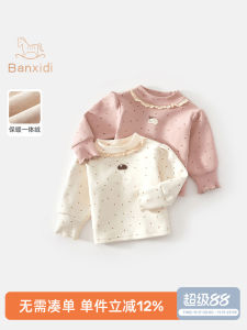 Princess Style Long Sleeve Fleece Lined Childrens T-shirt Autumn Winter Fashionable Base Layer Shirt for Girls Baby Clothes